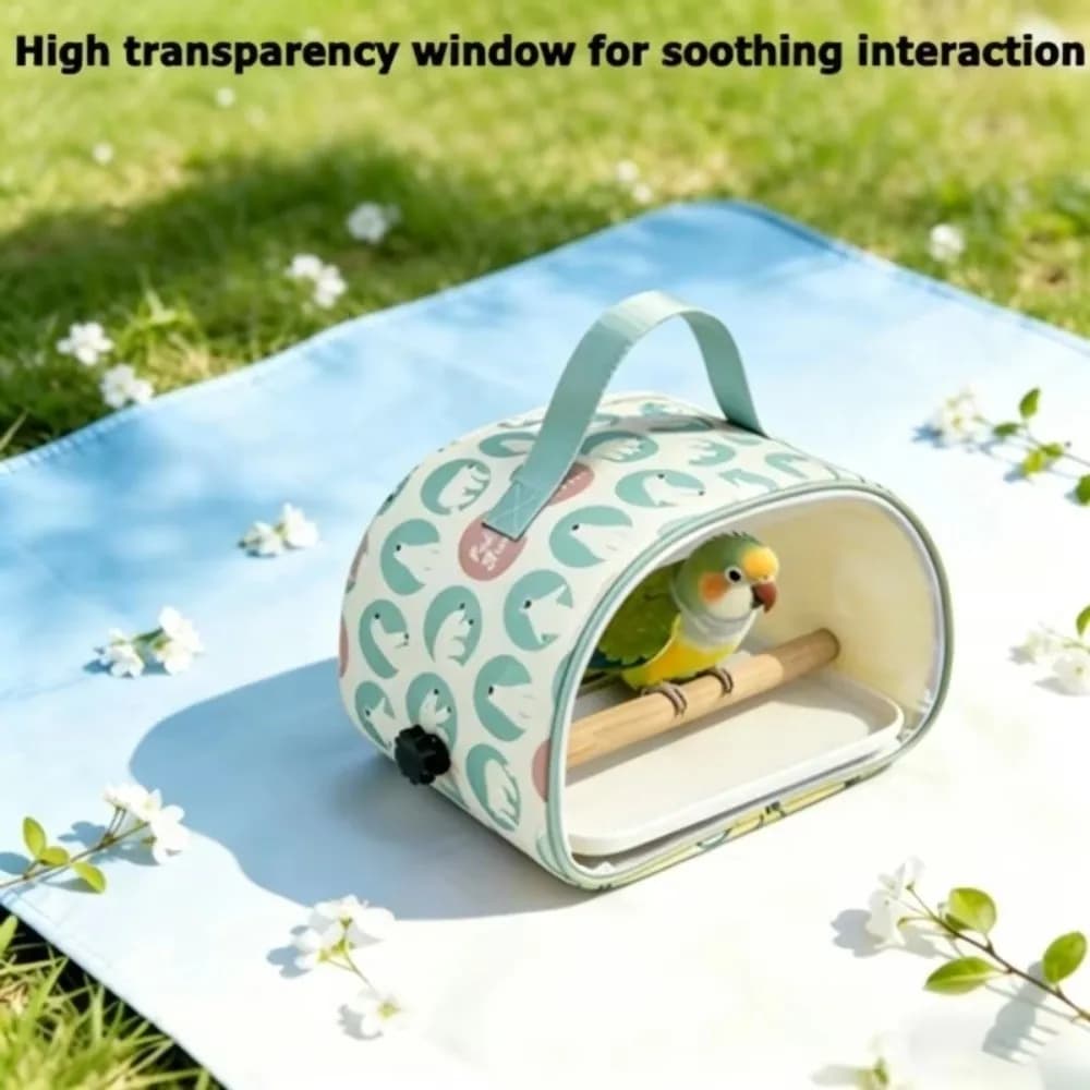 Handheld Pet Carry Bag Breathable Wood Standing Bird Carrier Bag Multifunctional Transparent Window Small Pet Bag