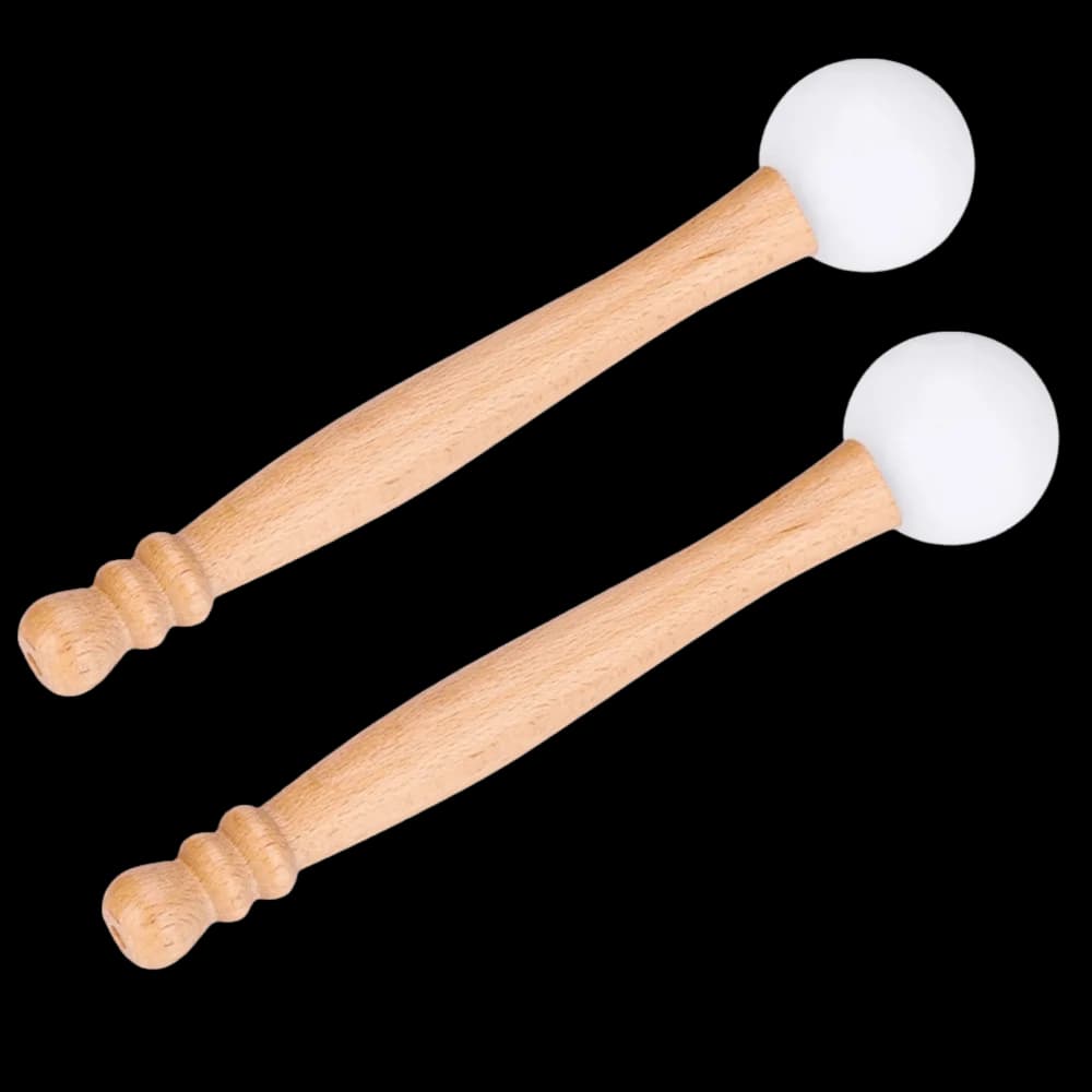 2pcs ​Rubber Head Wood Handle​ Crystal Singing Bowl Mallet​ ​Meditation Mallet​ ​Yoga Bowl Striker​ ​Rubber Mallet​