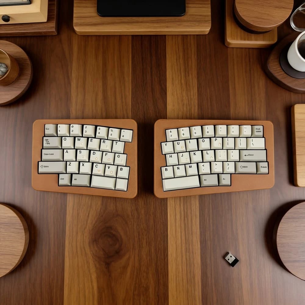Tastiera in Legno HHKB Alice Split 60, Wireless 2.4G, Hotswap, in Noce/Faggio, Ergonomica, Stampa 3D, Tastiera in Legno Massiccio
