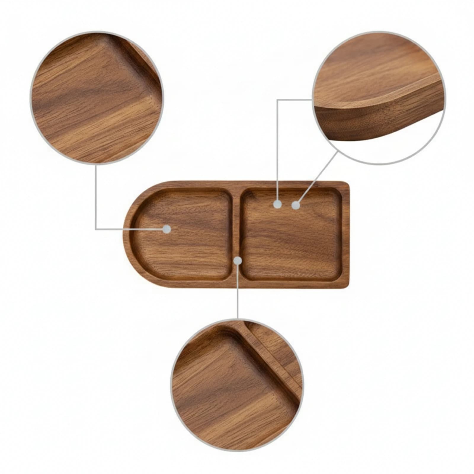 Divided Serving Tray Natural Serving Tray with Compartments Wooden Platter Rustic Versatile for Breakfast, Tea Service