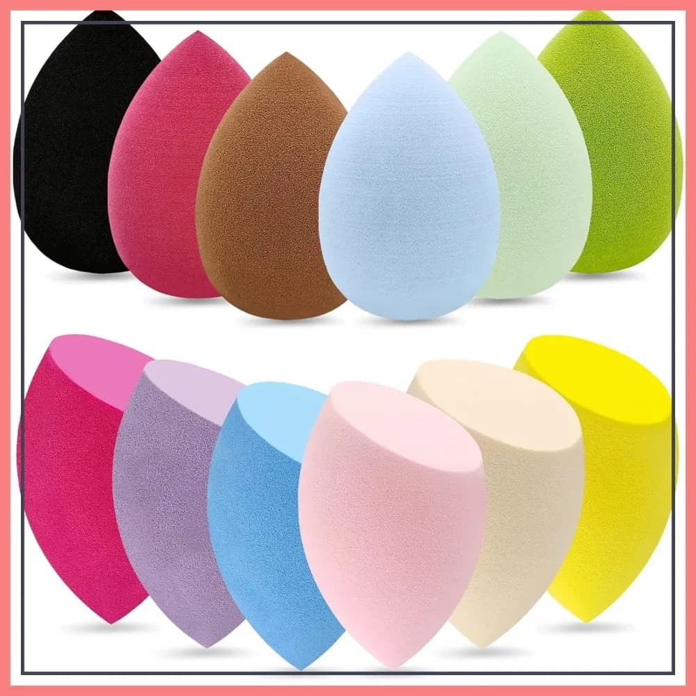 Set di 12 Spugne Professionali per il Trucco, Senza Lattice, Morbide e Perfette per il Viso, Beauty Blender Multicolore per Trucco in Polvere e Liquido