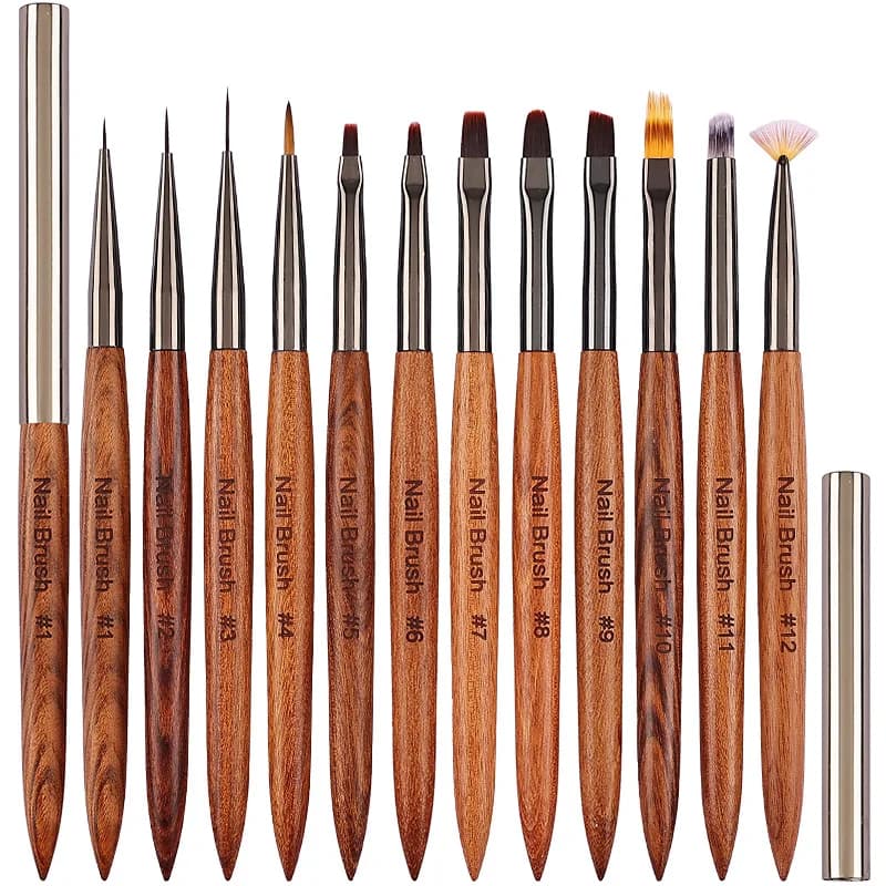 1/12PCS Nail Art Brushes 12pcs Nail Liner Brush Nail Painting Pen Acrylic UV Gel Brushes Crystal Ombre Manicure Tool Nail Brush