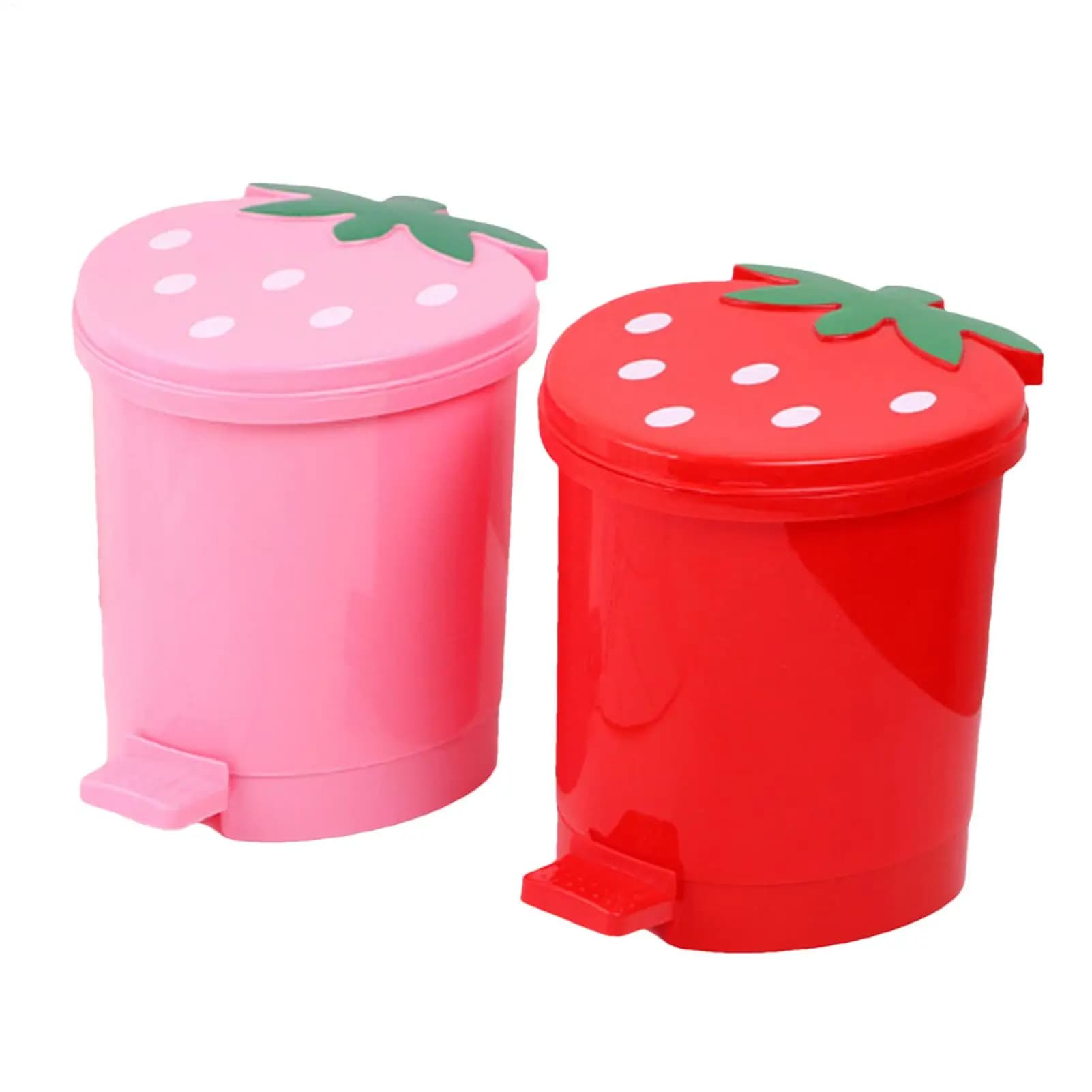 Cestino portaoggetti, mini cestino per rifiuti a forma di fragola con coperchio, contenitore per carta e organizzatore di rifiuti per casa, ufficio e soggiorno