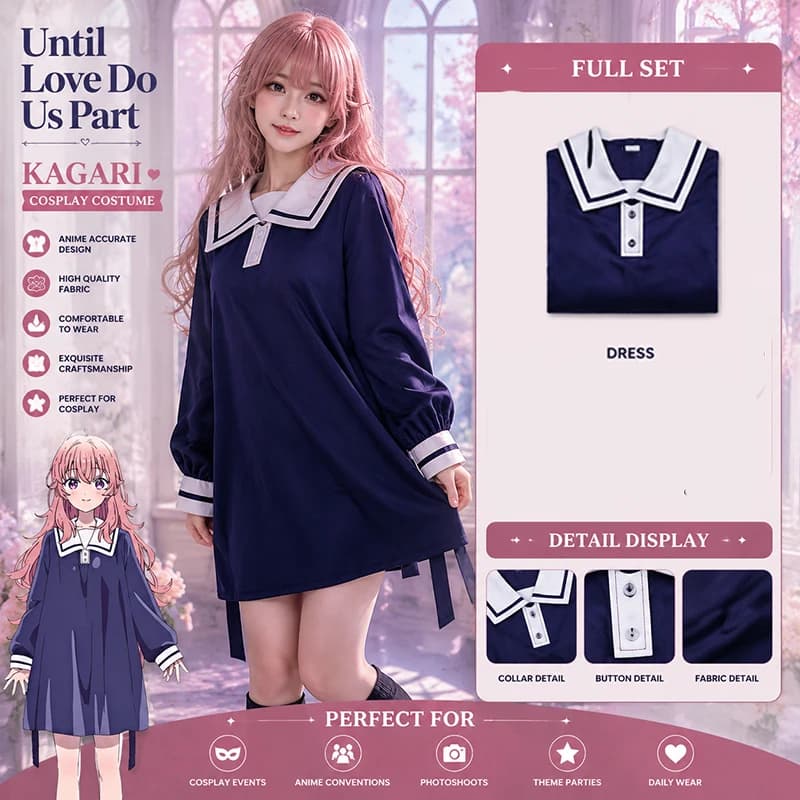 Anime I Want To Love You Till Your Dying Day Mimi Kagari Cosplay Costume Sheena Totsuki Role Play Uniform Navy Blue Sailor Dress