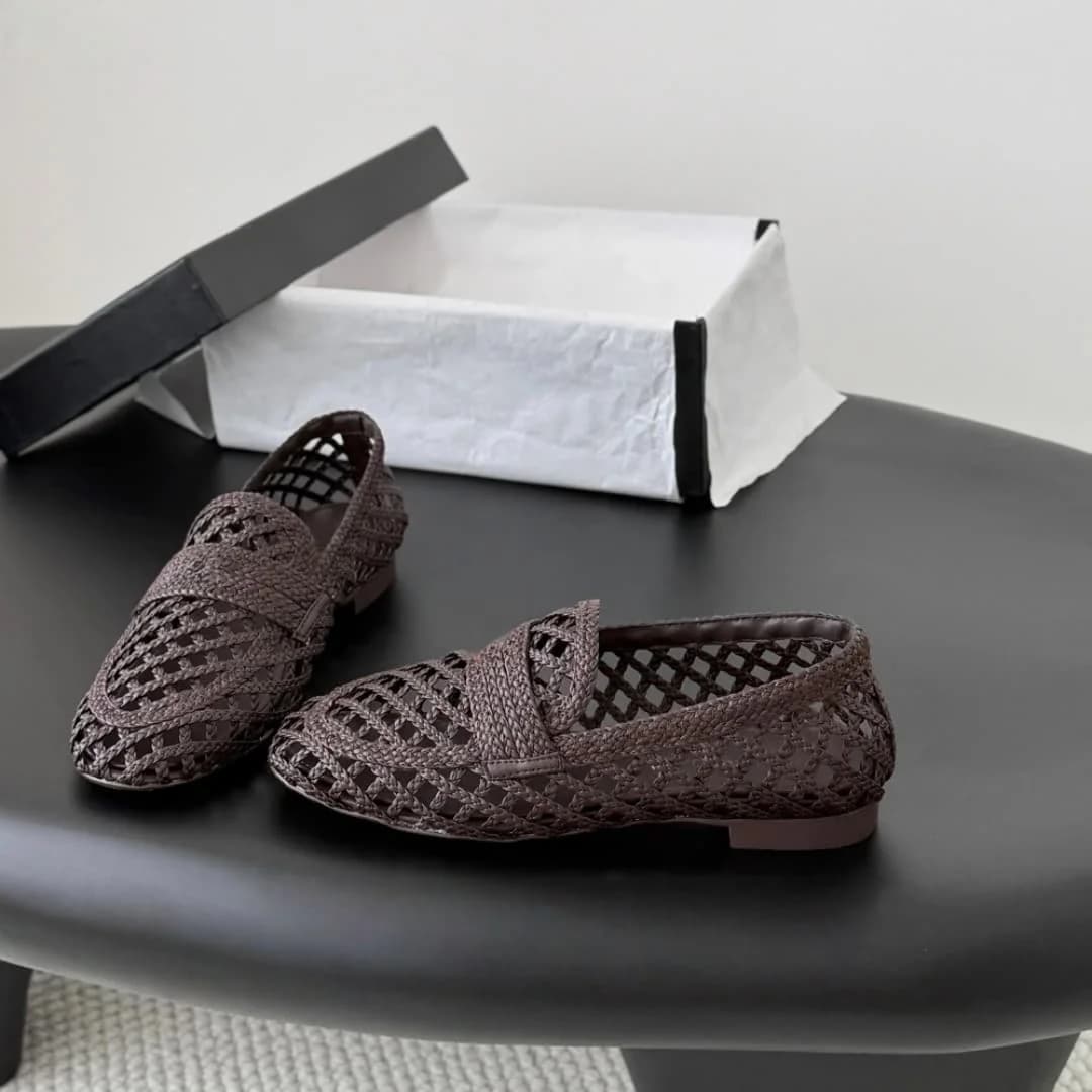 2026 New hot Summer Women Slip On Woven Loafers Breathable Mesh Flats Handmade Weave Beach Handmade Weave Casual Vacation