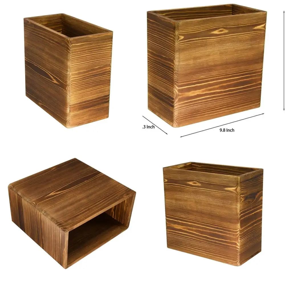 Bidone della spazzatura rettangolare in legno rustico: ideale per il riciclaggio di bagno, camera da letto, dormitorio e ufficio