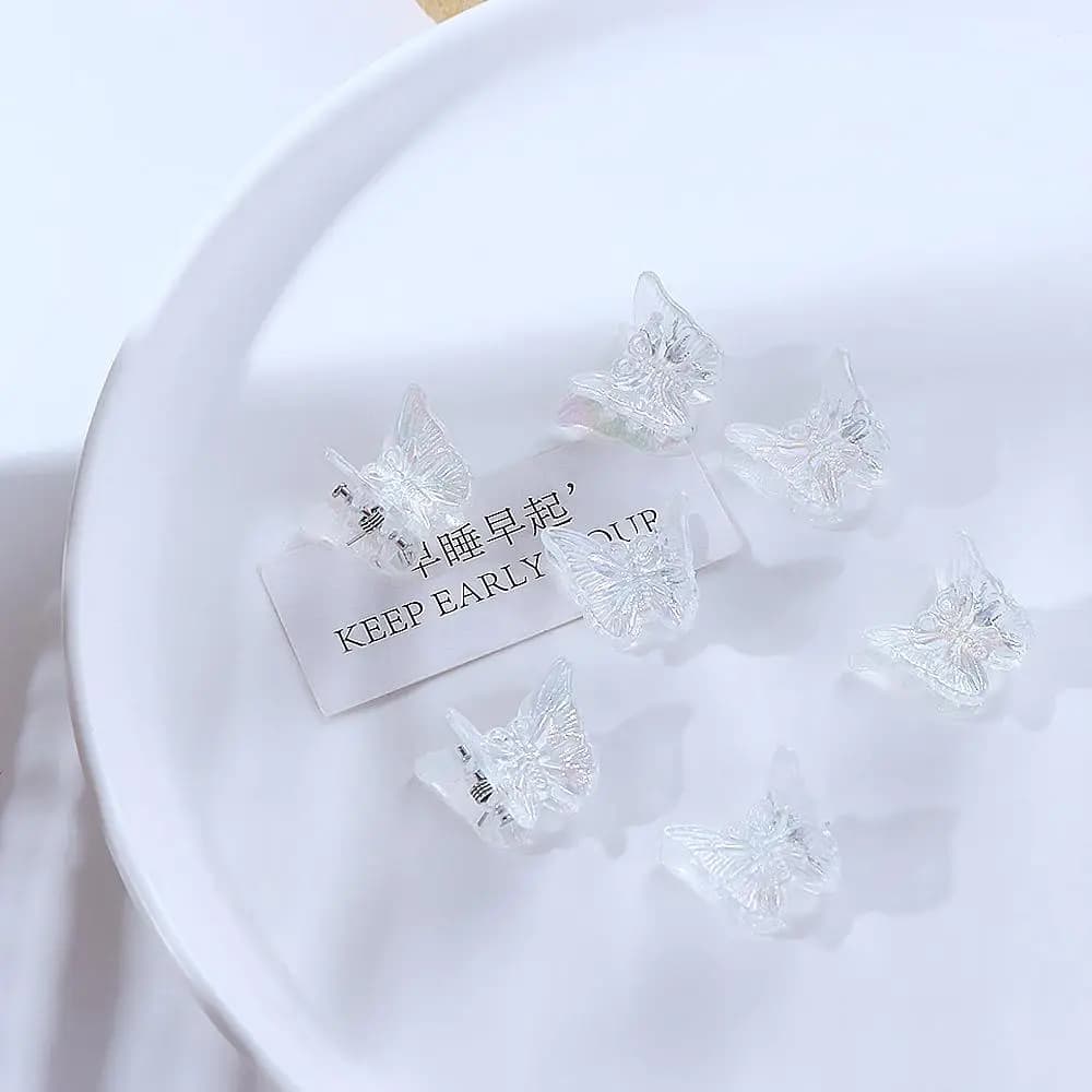 Butterfly Hair Clip in Resin, Fashion Design, Small Side Clip for Kids, Women's Hair Accessories, Transparent Korean Style