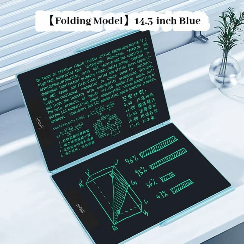 Quaderni intelligenti pieghevoli LCD da 14,3 pollici Tavolette per scrittura a mano da 11,5 pollici con tavoli da disegno elettronici cancellabili a schermo diviso