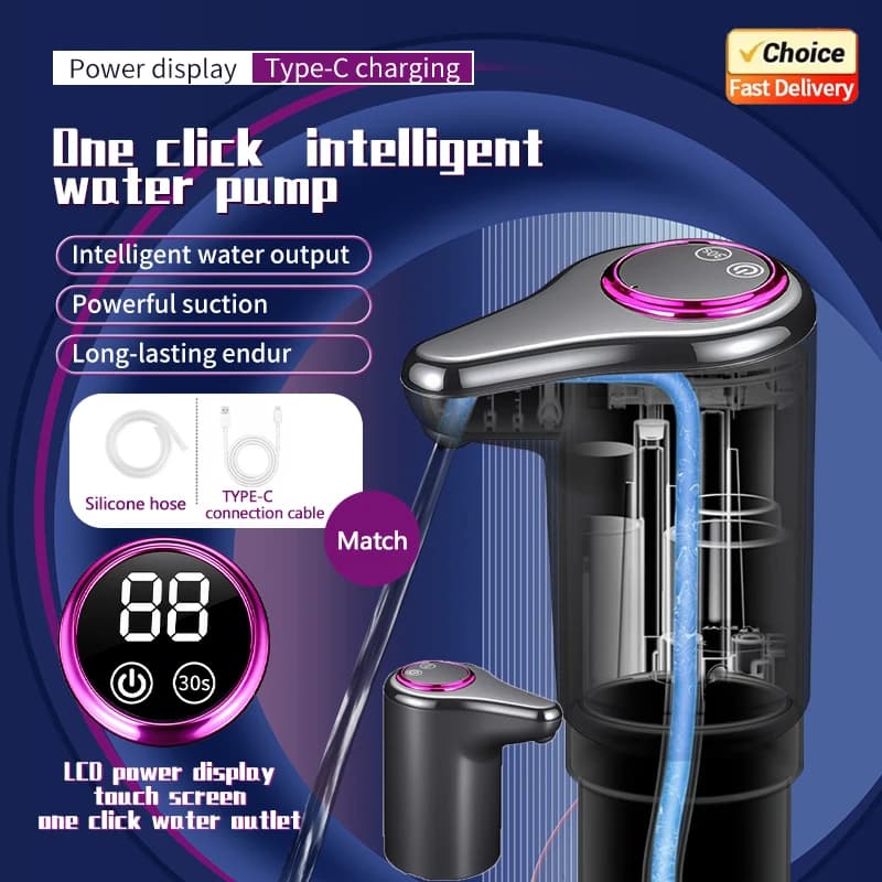 Water Dispenser Pump with USB Charging, Universal Electric Pump for Potable Water Taps, Automatic for Daily Use in Home, Kitchen and Office