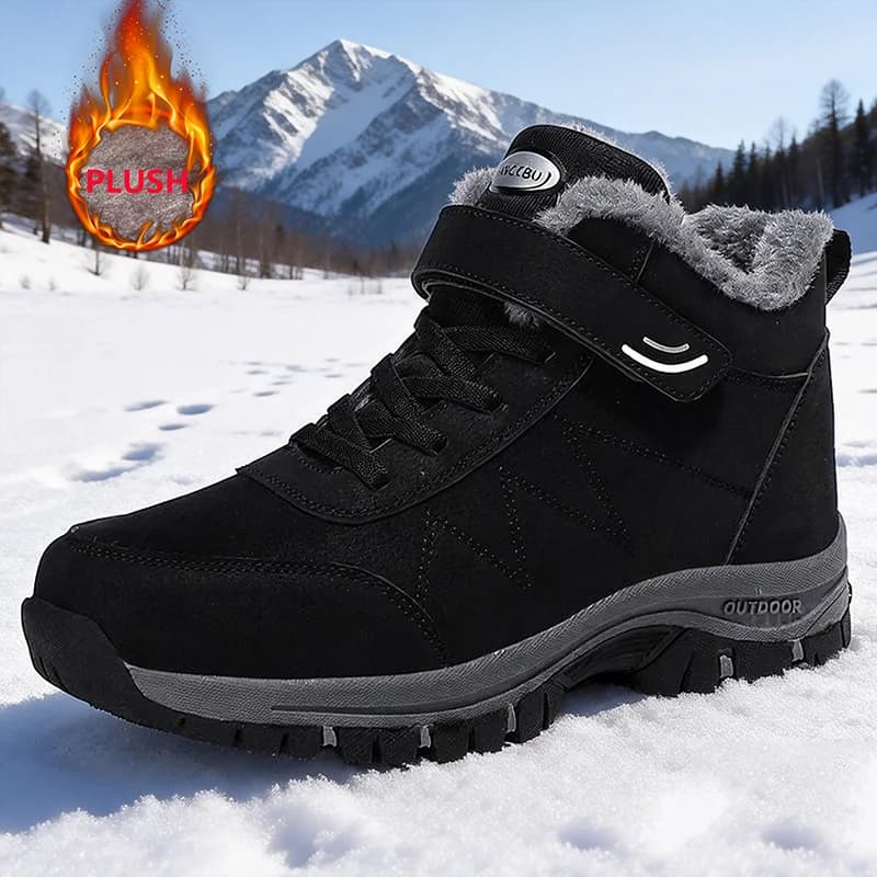 Stivali Invernali da Uomo con Pelliccia, Impermeabili, Sneakers da Esterno, Classici Stivali da Neve in Pelle, Scarpe Invernali da Uomo