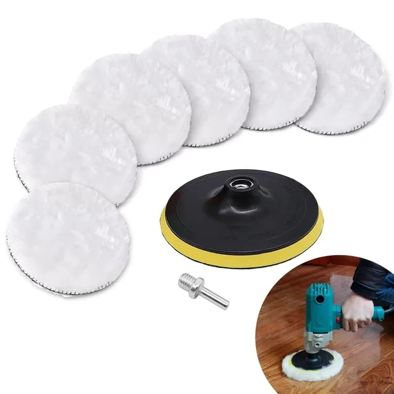 Tampone per lucidatura in lana, confezione da 8 tamponi per lucidatura per auto per trapano, tamponi professionali per lucidatura in lana con adattatore per trapano M10 (125 mm)