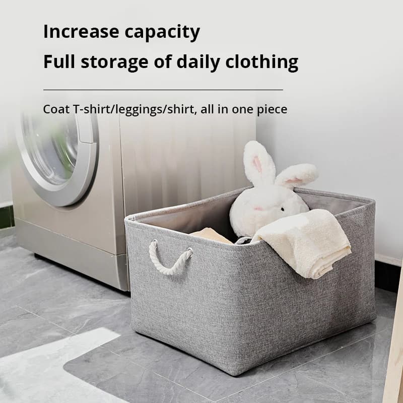 1 piece beige/grey basket holders folding fabric wardrobe office bedroom closet toys basket whitewasher with handle