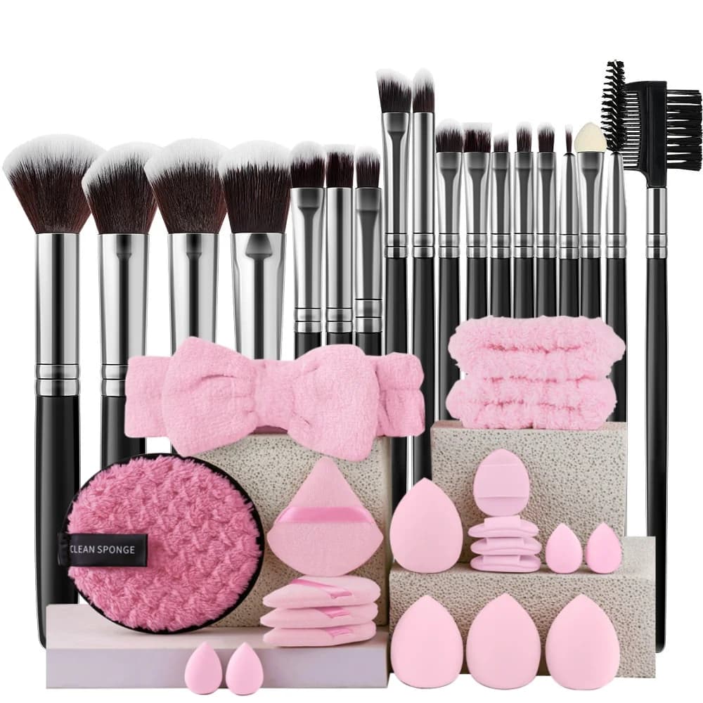 Professional Makeup Brush Set with Handle in Wood, Soft & Soft, Bottom Tools, Corrector, Cypriot, Blush, Shaving for Face