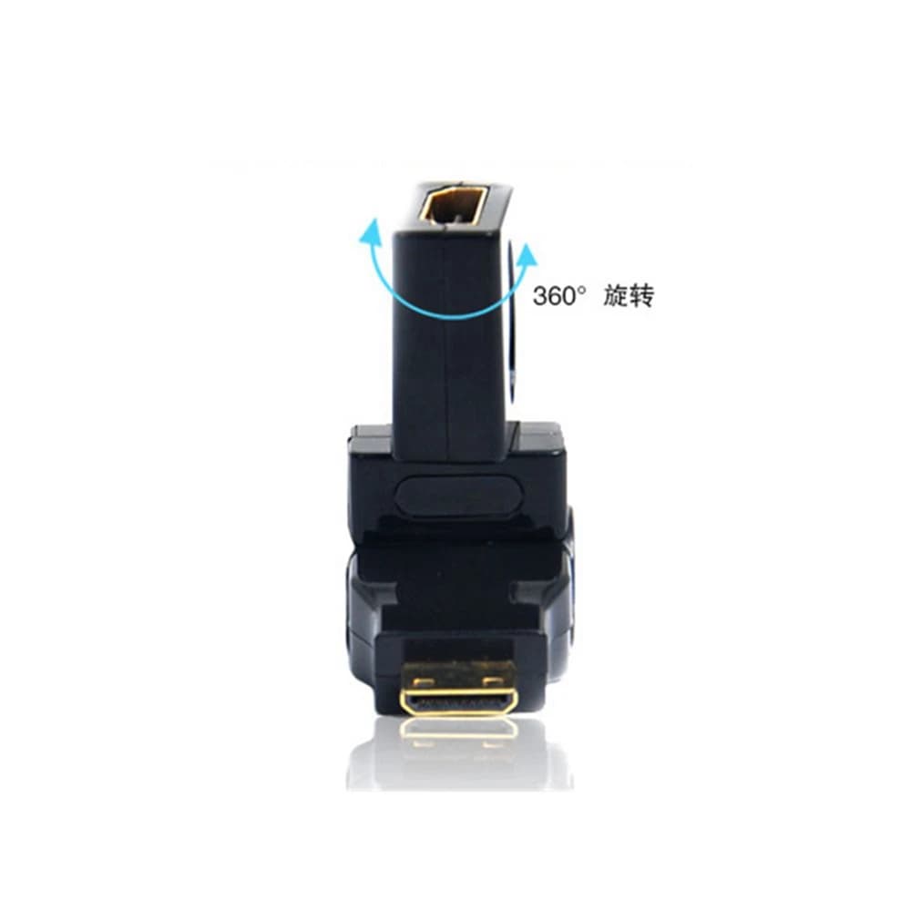 Adapter compatible with mini HDTV HDMI 360 to HDMI female rotating right angle