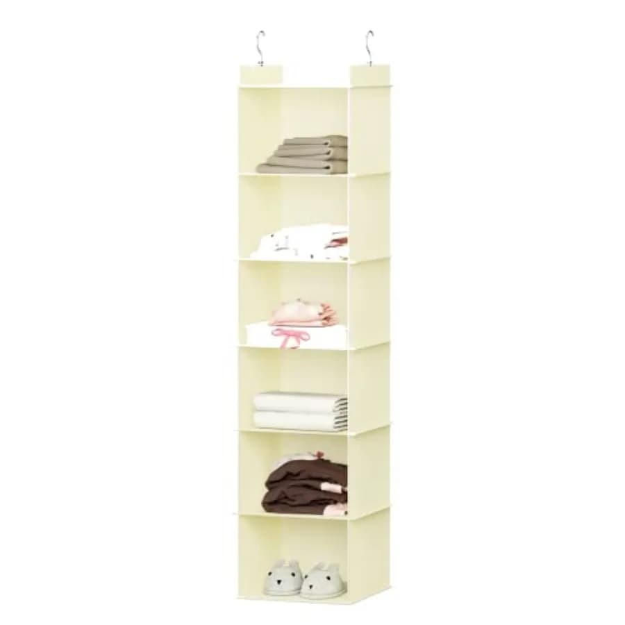Hanging Closet Organizer, 6-Shelf Closet Hanging Shelves