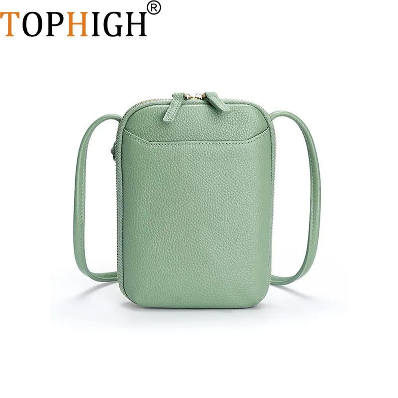 TOPHIGH Small Crossbody Bags For Woman Soft Leather Mobile Phone Pocket Wallet Casual Simple Hand Bag New Ladies Shoulder Bags