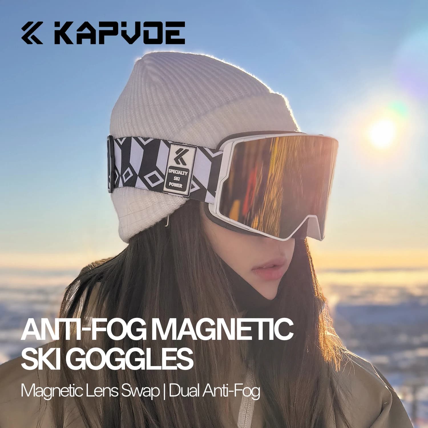 Kapvoe Uomo Vendita Occhiali da sciDonna Snowboard Maschera magnetica antiappannamento Protezione fotocromica UV400 Occhiali da neve per snowboard invernale