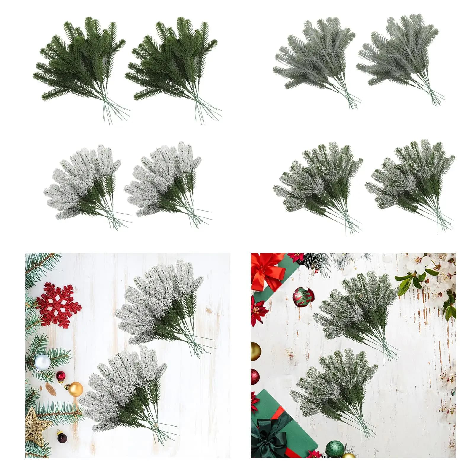 24 pezzi rami di aghi di pino artificiale plettri di pino piante ago di pino per sala da pranzo che decora ghirlande albero di Natale