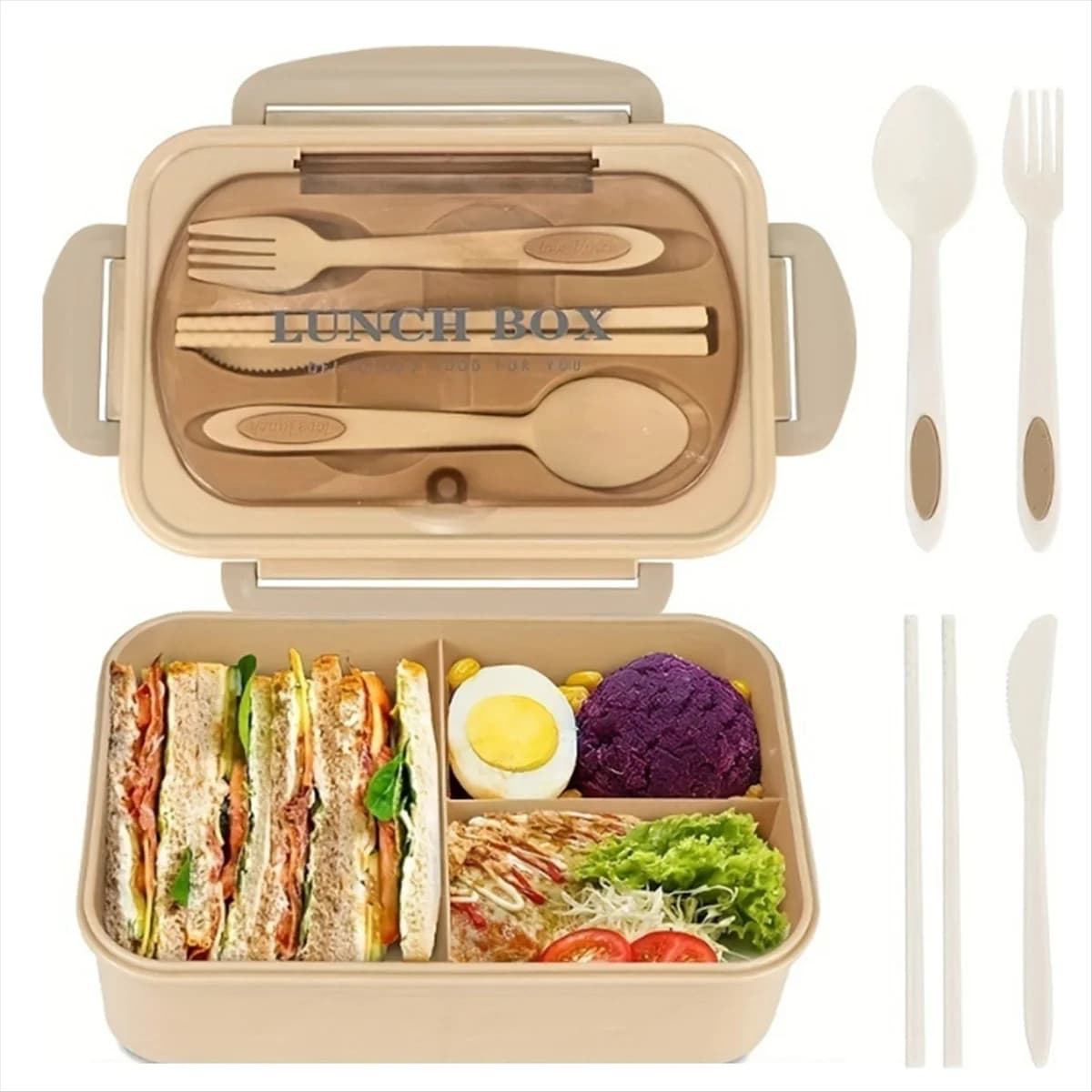 Lunch Box con Stoviglie per Picnic Rosa