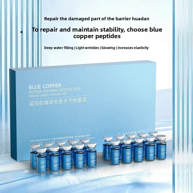 Set di 20 Peptidi di Rame Blu Liofilizzati, Siero Anti-Rughe e Restringente Pori