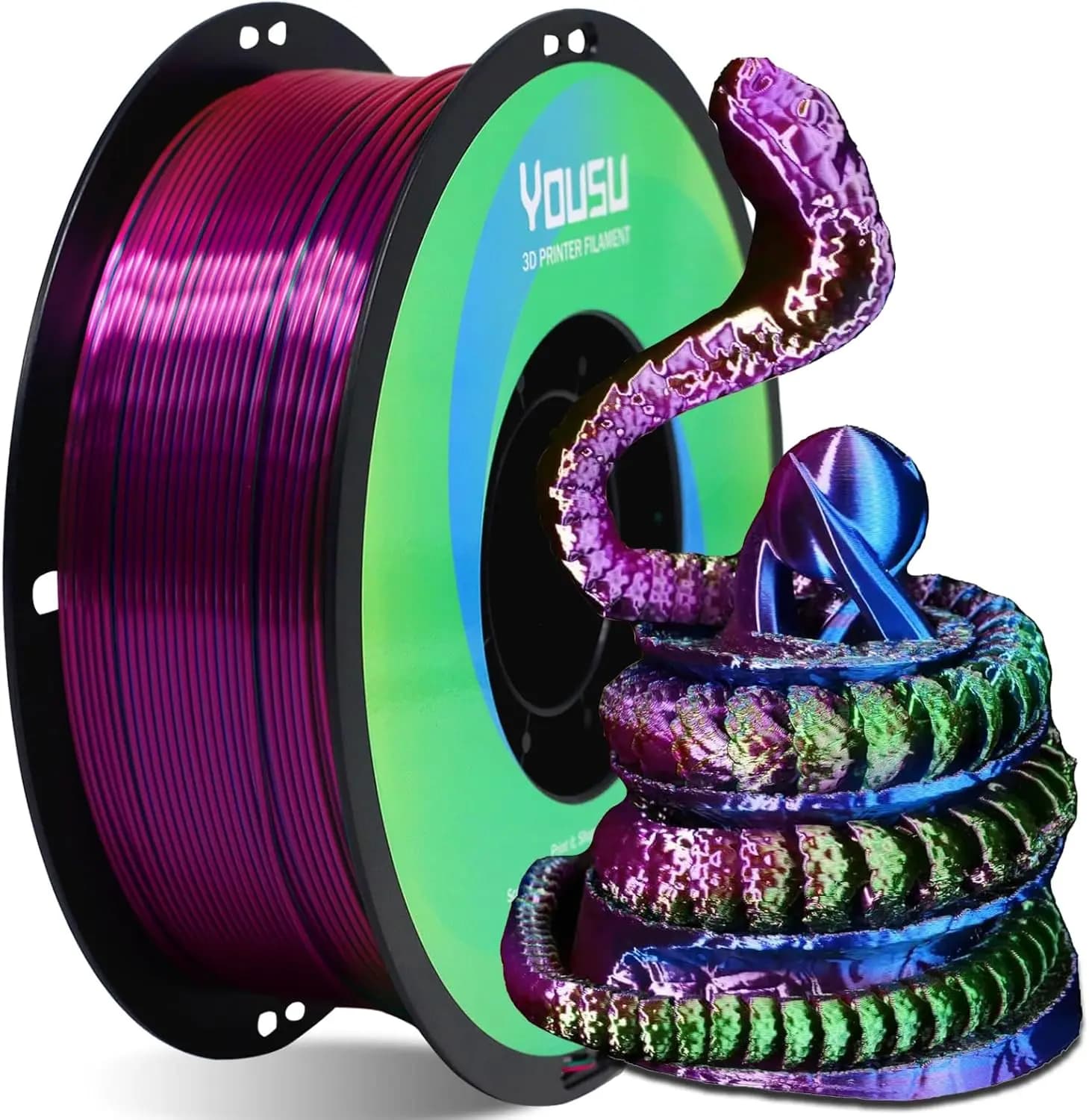 Plating PLA Tricolor for 3D Printer 1.75mm, Construction Rainbow Pink-Blu-Verde, Multicolor +/-0.02mm, 1kg/2.2lbs