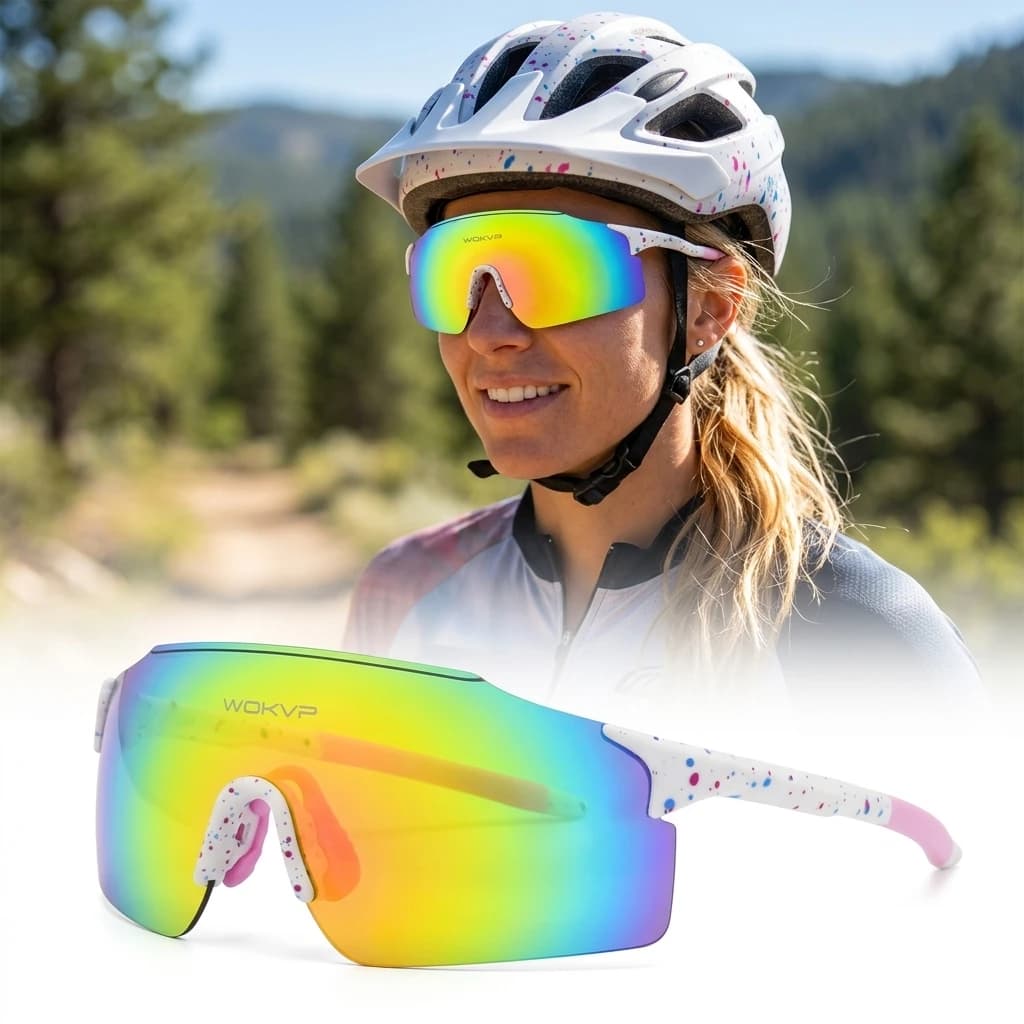 Occhiali da Ciclismo PC Antivento, Occhiali Sportivi UV400, Protezione per Corsa e Ciclismo all'Aperto, Occhiali Protettivi Antiappannamento