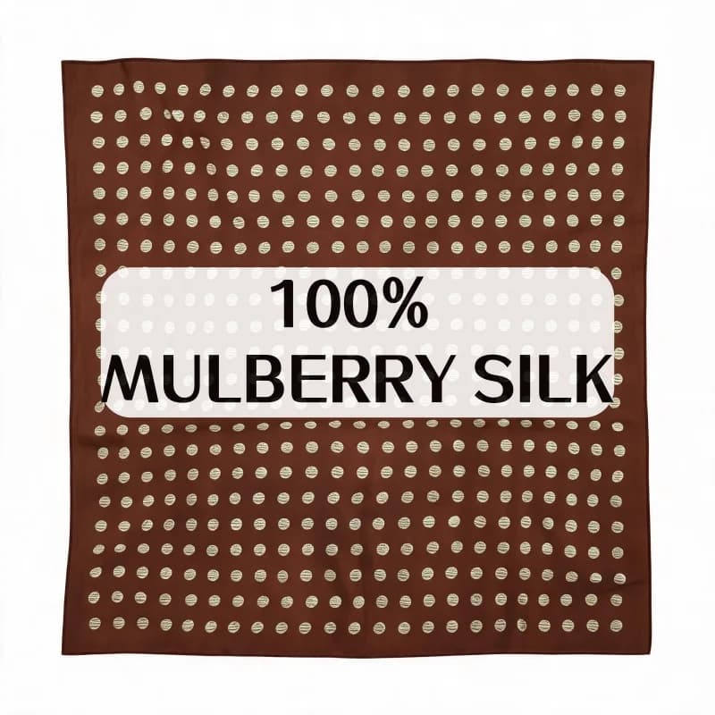 100% Mulberry Silk Brown Polka Dot Satin Scarf Retro Square Neck Bandana Versatile Hair Tie Bag Accessory for Women Daily Wear