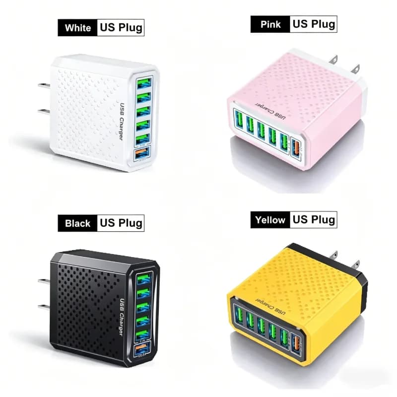 Caricatore multifunzione 6 in 1 QC3.0 con ricarica rapida 5v3A, cavo dati Micro USB da 0,3 m, adattatore con spina americana per Xiaomi