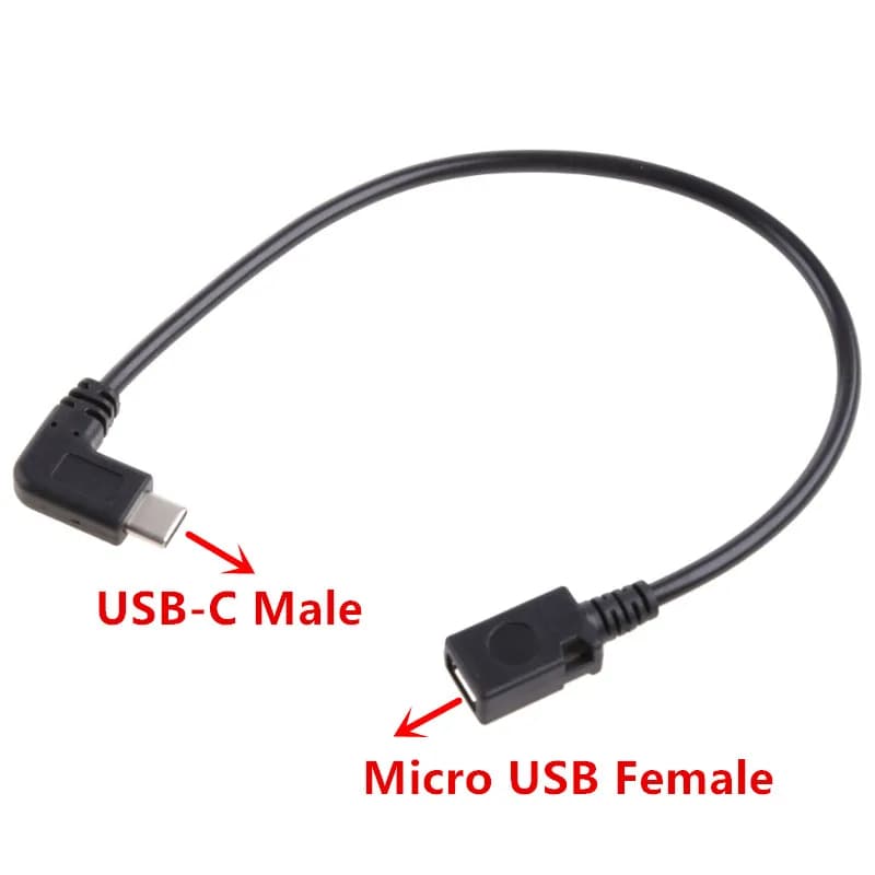 1PC Micro USB a Tipo C Cavo dati Micro USB Angolo retto di 90 gradi USB-C Maschio a Micro USB Femmina Convertitore Cavo adattatore OTG