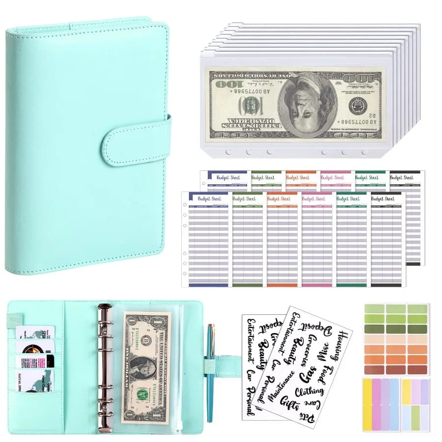 A6 Binder Case Cash Budget Book Macaron PU Leather Notebook Handbook