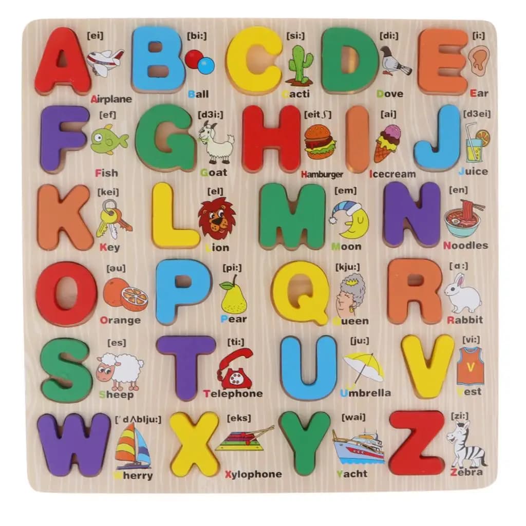 Gioco Puzzle in Legno con Lettere ABC, Blocchi Colorati Educativi per Bambini, Giocattolo Didattico per Ragazzi e Ragazze