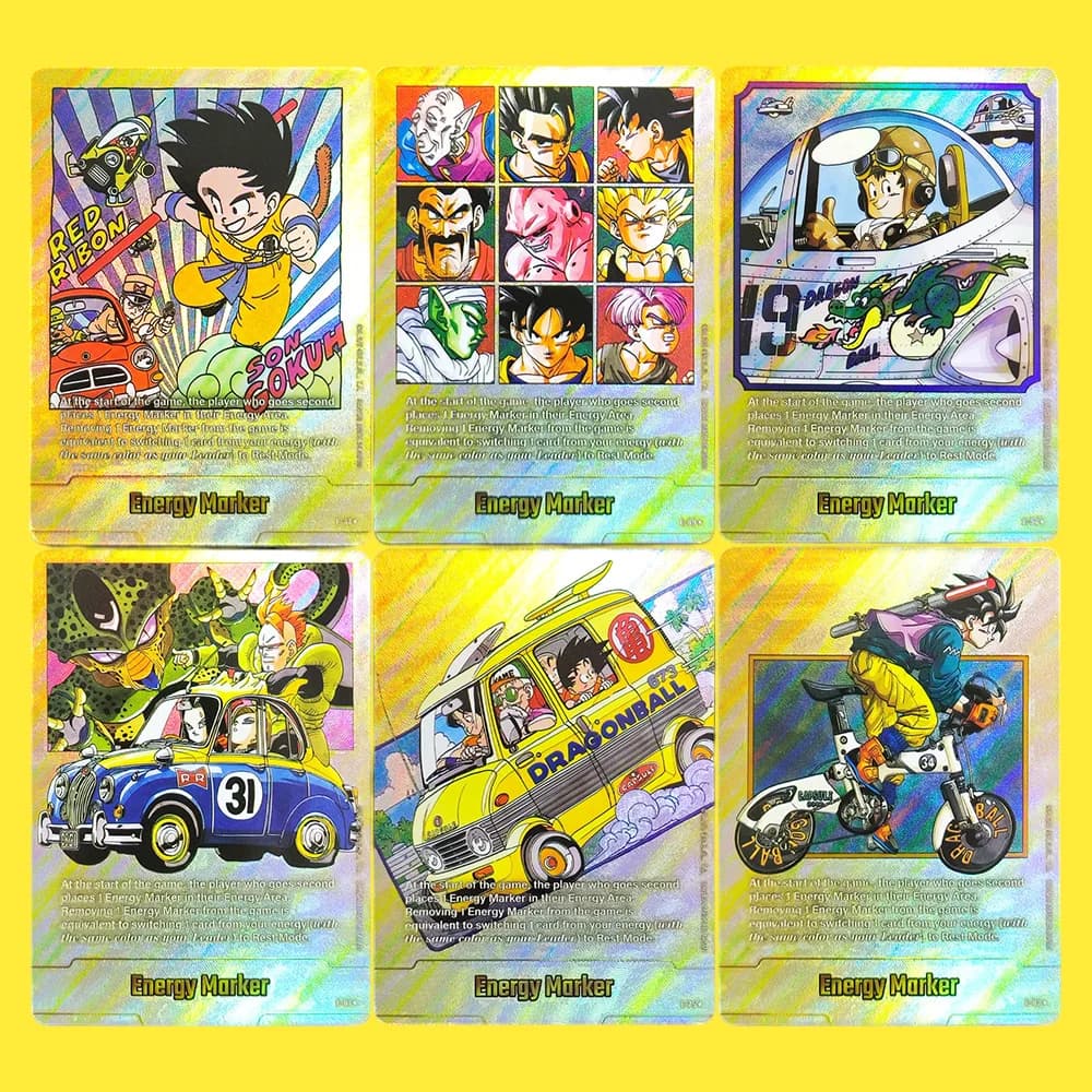 DIY Proxy Dragon Ball Super Fusion World English Energy Markers Gold E-47 E-89 E-54 E-61 E-75 E-82 Son Goku Gioco di Carte Collezionabili