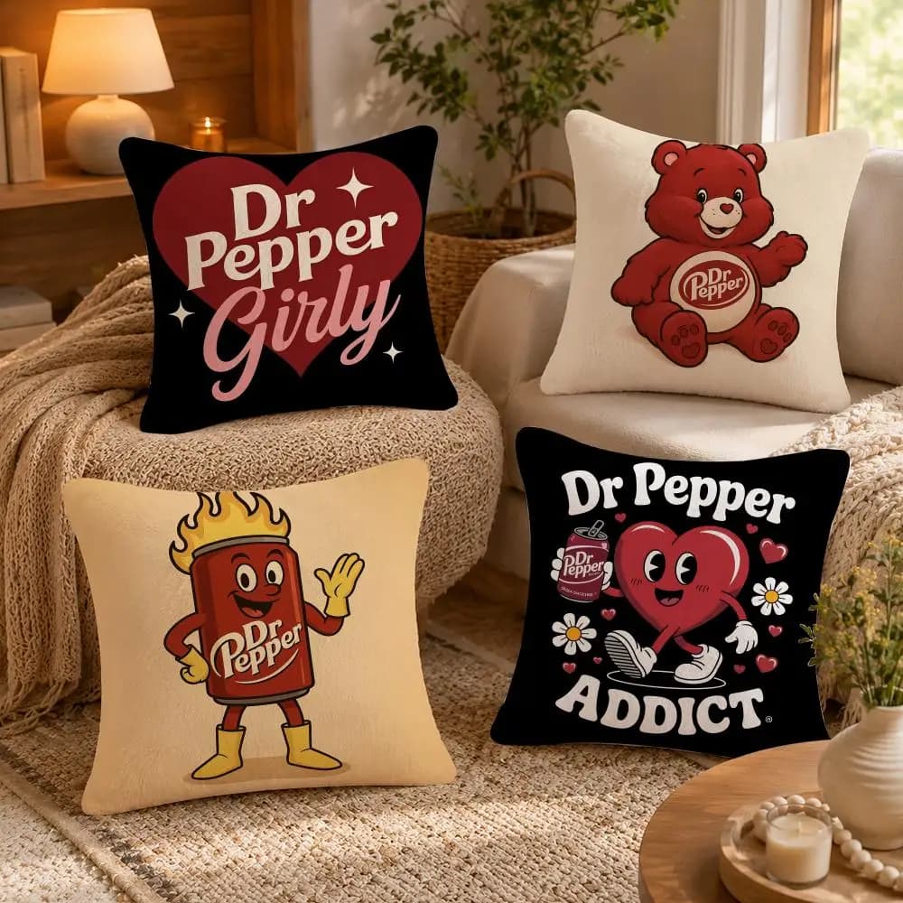 Fashion Hot D-Dr logo PepperS Cushion Cover Soft Short Plush Pillow Case Double Sided Print Washable Sofa Bed Home Decor Gift