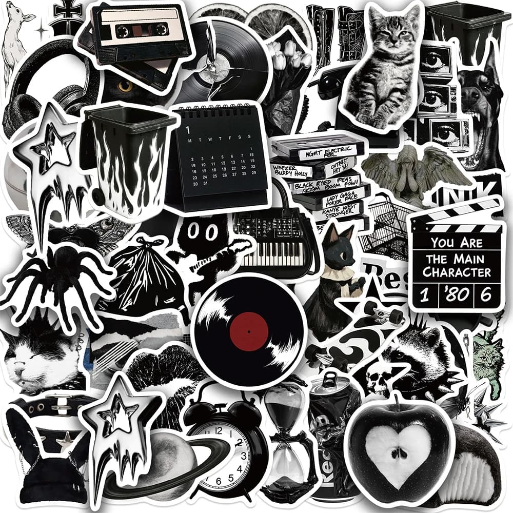 10/30/50pcs Retro Grunge Rock Music Stickers Dark Y2K Aesthetic Decals DIY Luggage Phone Laptop Cool Cartoon Sticker Decoration