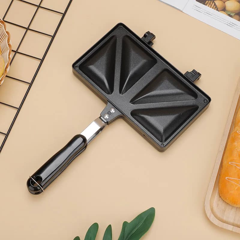 Padella Doppia per Colazione, Omelette, Sandwich e Toast, per Uso Domestico e Campeggio, Compatibile con Fornelli a Gas