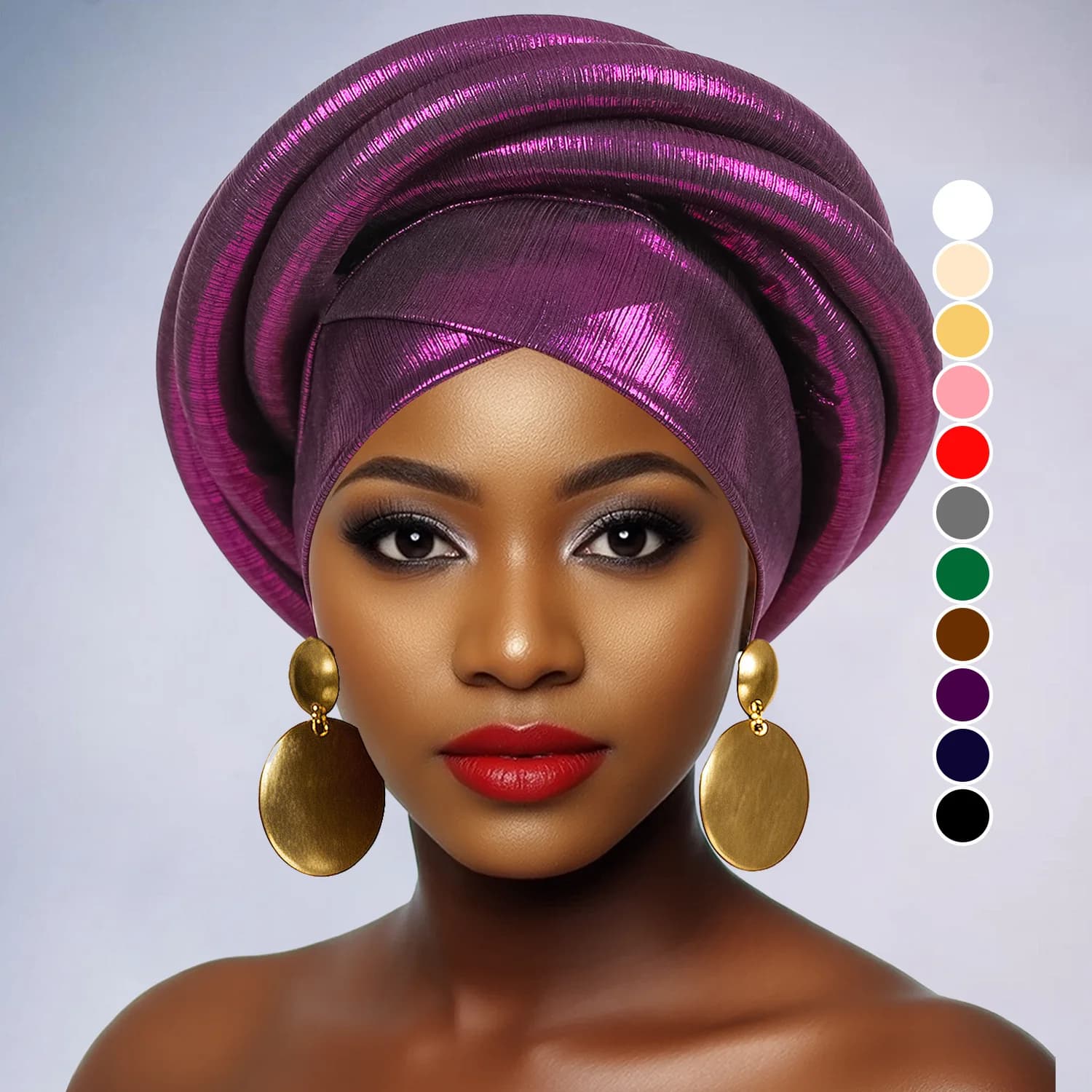 Turbante Africano Luccicante per Donne, Cappello Elastico Intrecciato, Copricapo Auto Gele, Copricapo Femminile per Matrimoni e Feste
