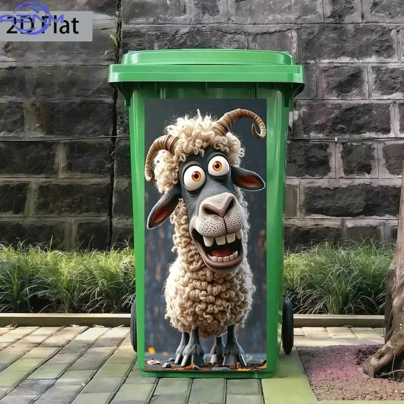 2D Print Art Pattern Decal Home Trash Can Bin Decor Sticker