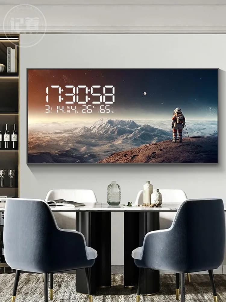 Starry Moon calendario perpetuo orologio elettronico ospite ristorante pittura decorativa luci a LED dinamiche orologio da parete luminoso