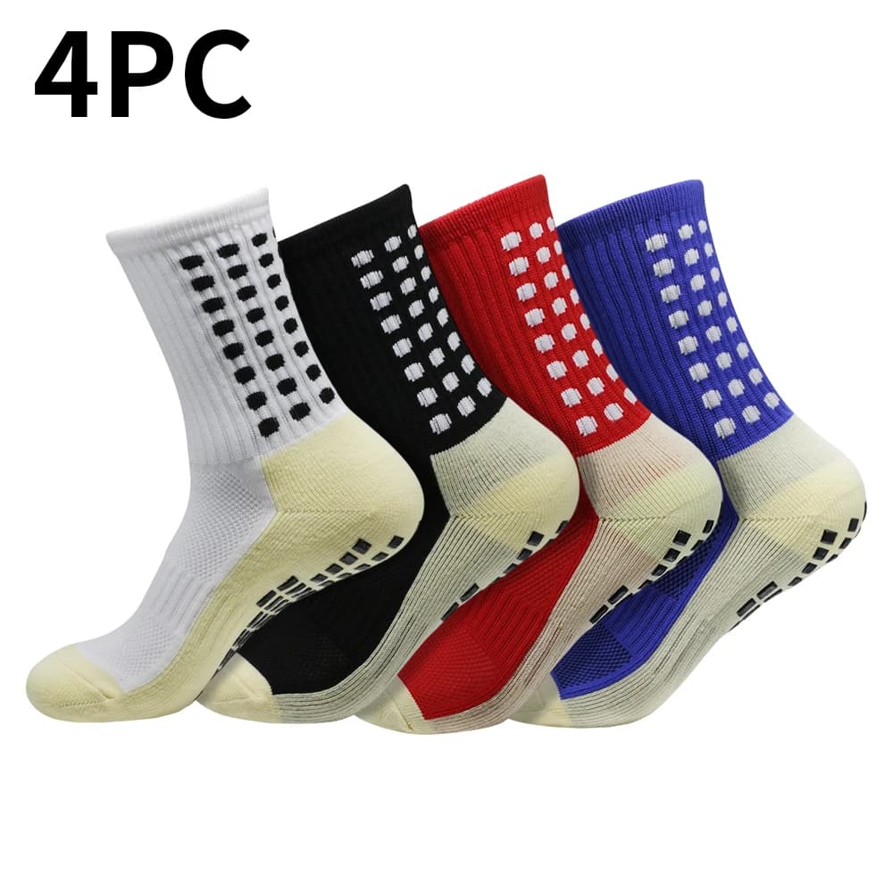 4 paia di calzini antiscivolo da uomo e da donna per calcio, basket, baseball, rugby, ciclismo, corsa, tennis, skateboard, traspiranti