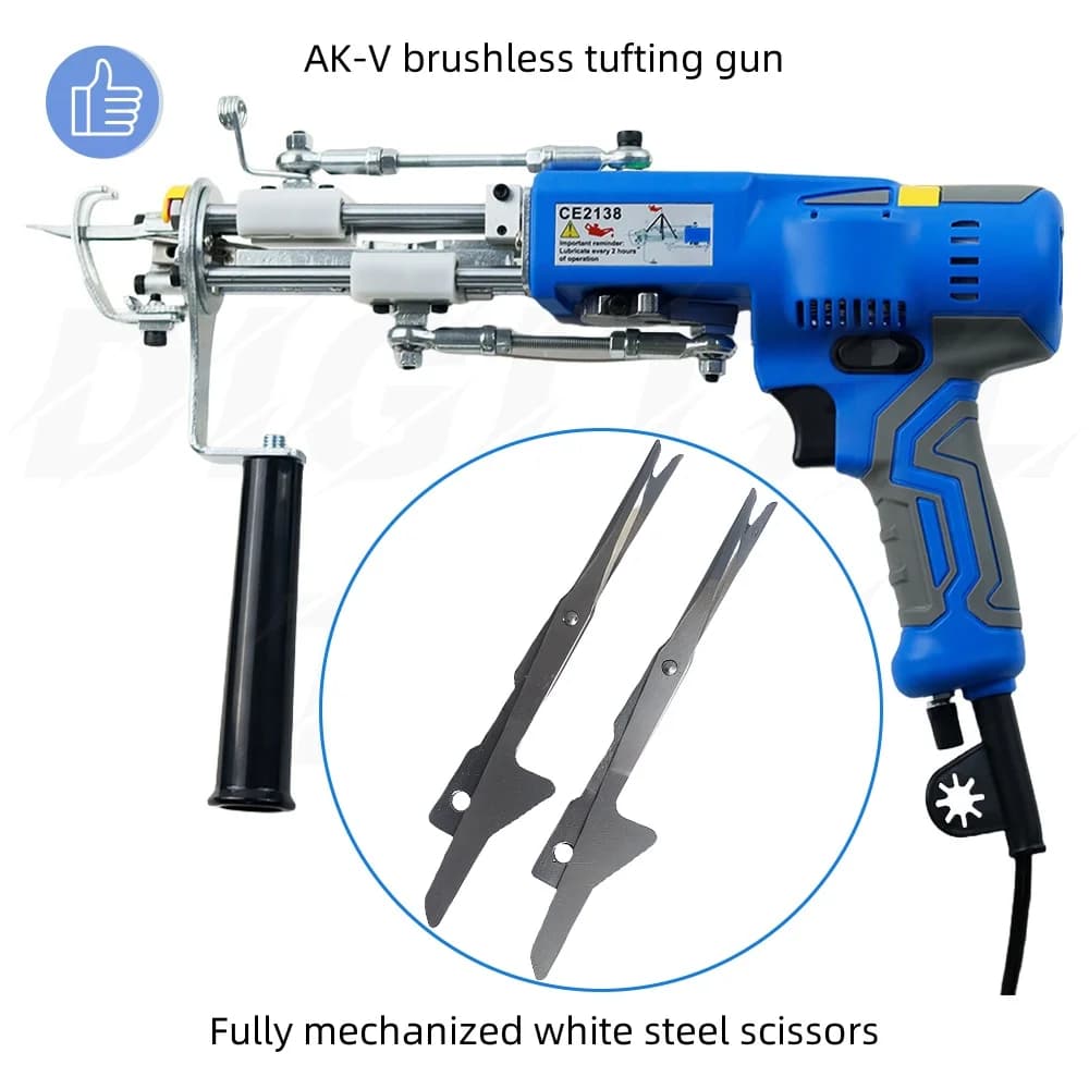 Pistola per trapuntatura senza spazzole AK-V 2 IN 1 Pistola per trapuntatura per tappeti Macchina per trapuntatura Taglio di pali e pali ad anello Strumenti fai da te Accessori Forbici