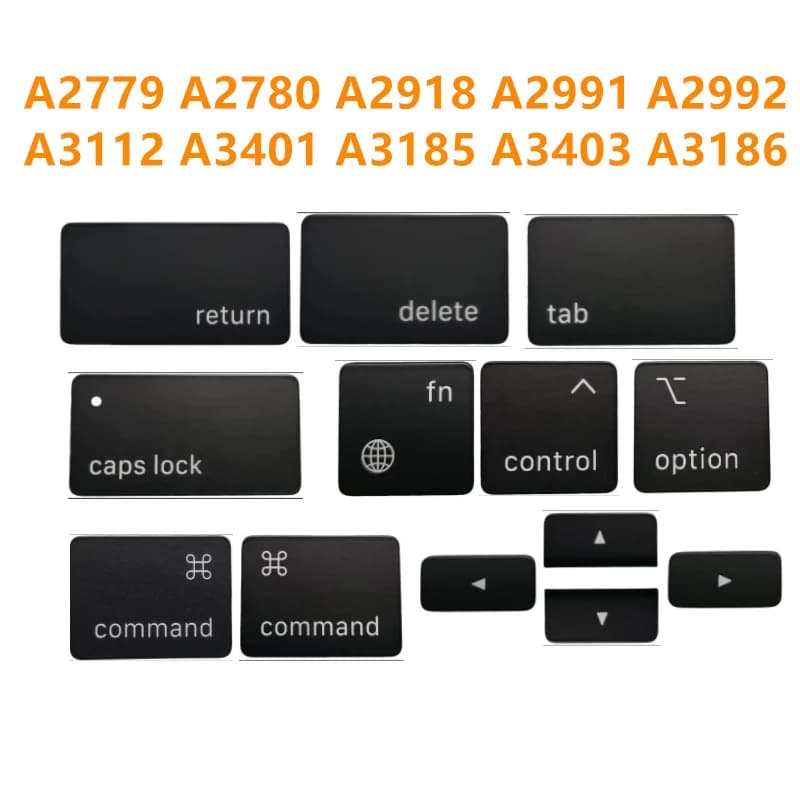 Tasti A2918 A2991 A2992 A3112 A3401 A3185 A3403 A3186 per Macbook Pro, Caps Lock, Controllo, Cancellazione, Fn, Return, Tab, Command, Layout US
