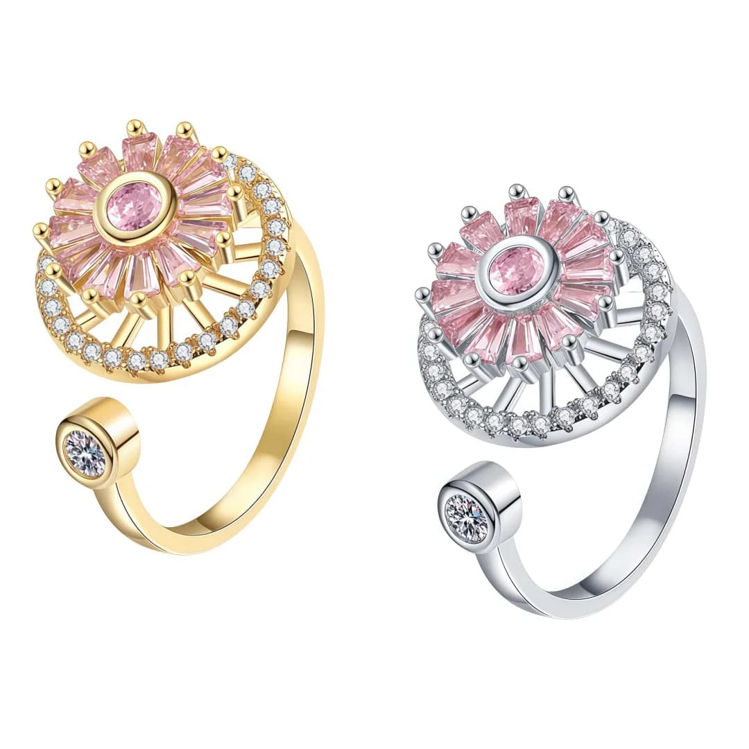 Anelli Antistress Girevoli a Quadrifoglio da Donna - Anelli Aperti Regolabili con Fidget Spinner, Gioielli alla Moda, Regali