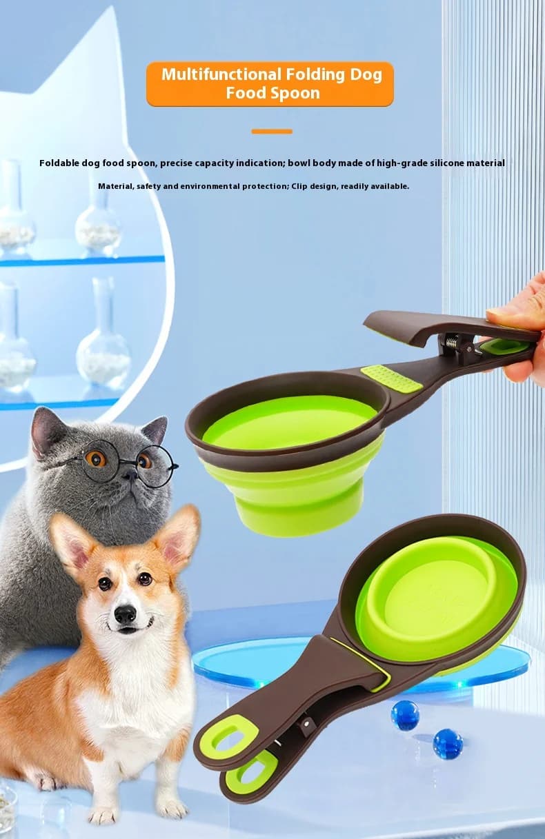 Ciotola pieghevole per animali domestici in silicone – Piatto per alimenti e acqua 3 in 1 con misurino