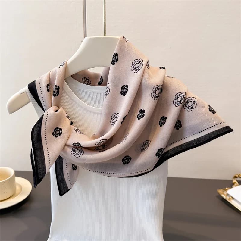 2026 Nuove Donne Eleganti 68 centimetri di Cotone Lino Sensazione Sciarpa Per Capelli Quadrata Stampa Floreale Hijab Scialle Avvolge Bandana Echarpe