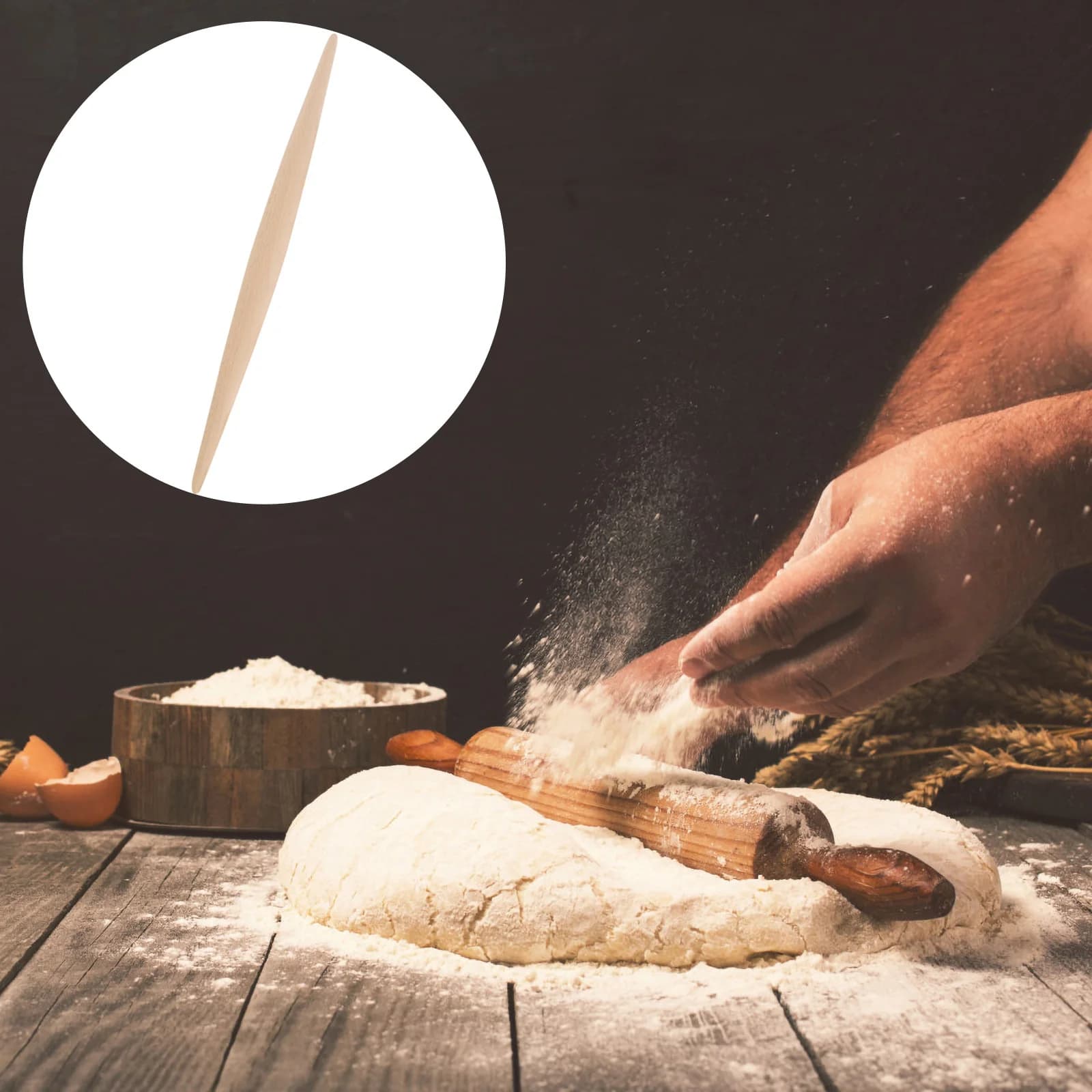 Mattarello in legno 39 cm lungo 2,8 cm di diametro Rullo per pasta in legno massello per pasta Pizza Pasticceria Cottura Utensile da cucina Torta Noodle