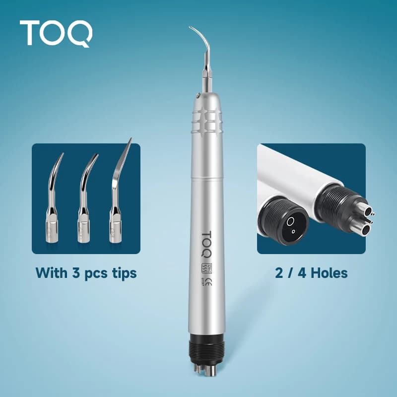 Ultrasonic Dental Air Heater with 3 Tips Pneumatic Handpiece Frequency Scaler for 2/4 Holes Resize