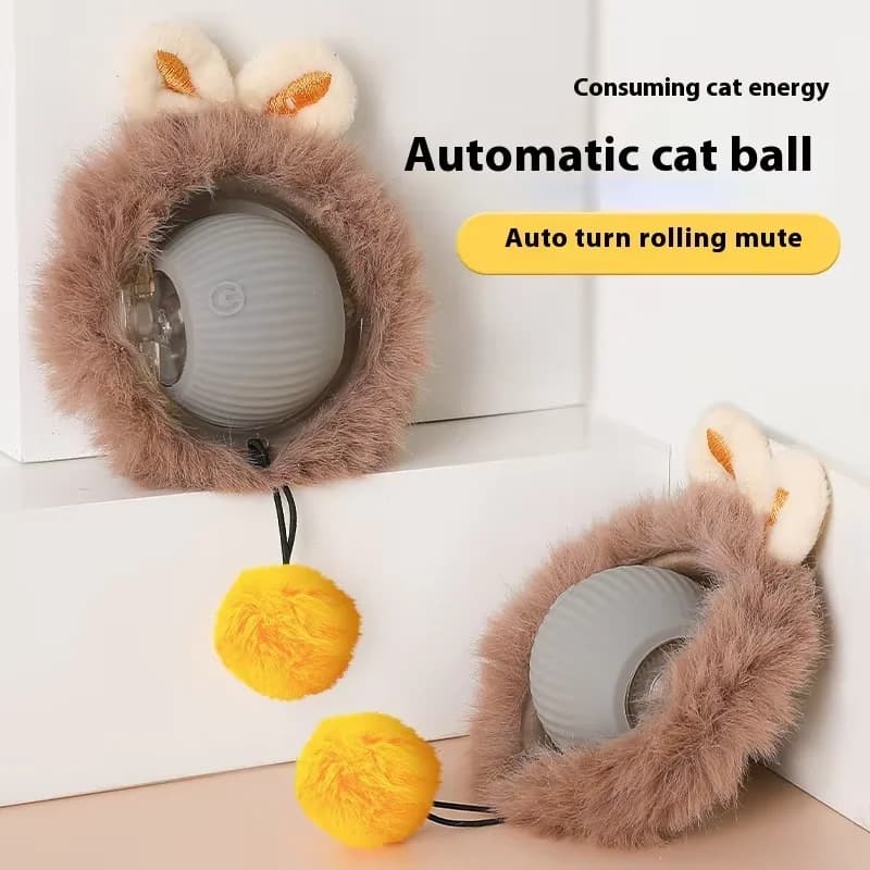 Intelligent Electric Cat Toy Automatic Rolling USB Rechargeable With Rope Sound Making Toy Ball Lenitive Supplies for Pets