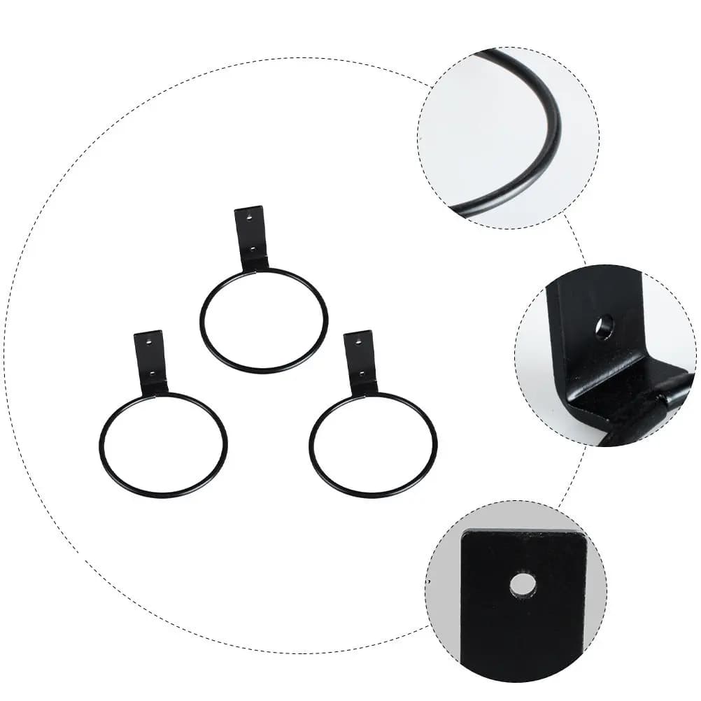Set of 3 Black Supports for Suspended Plants, Wallet Rings for Garden, Balcony, Patio, Decorative Planter Support