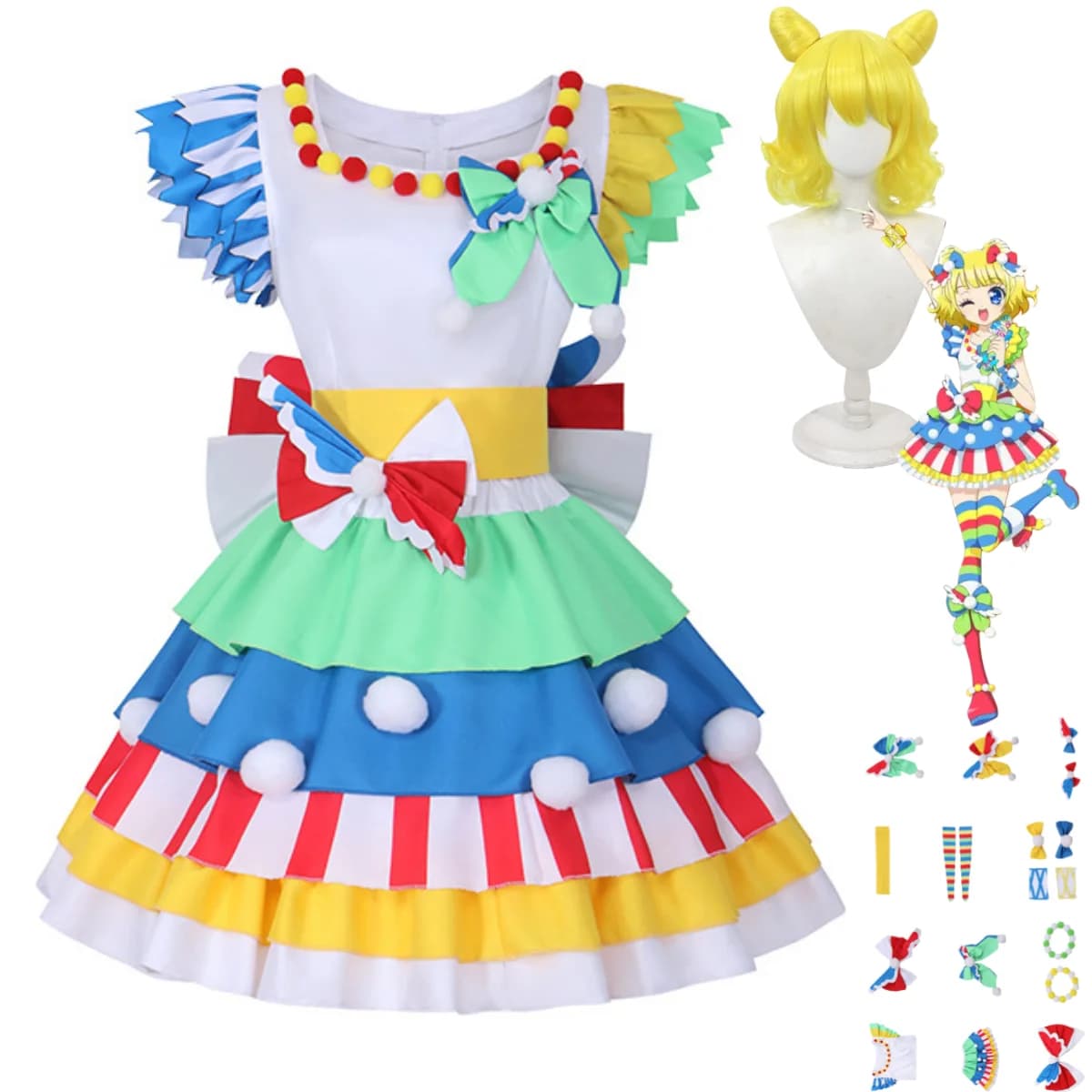Costume Cosplay Anime Pripara Minami Mirei, Uniforme Solami Smile Pretty Rhythm, Set Completo con Parrucca, Abito Carino da Donna per Halloween