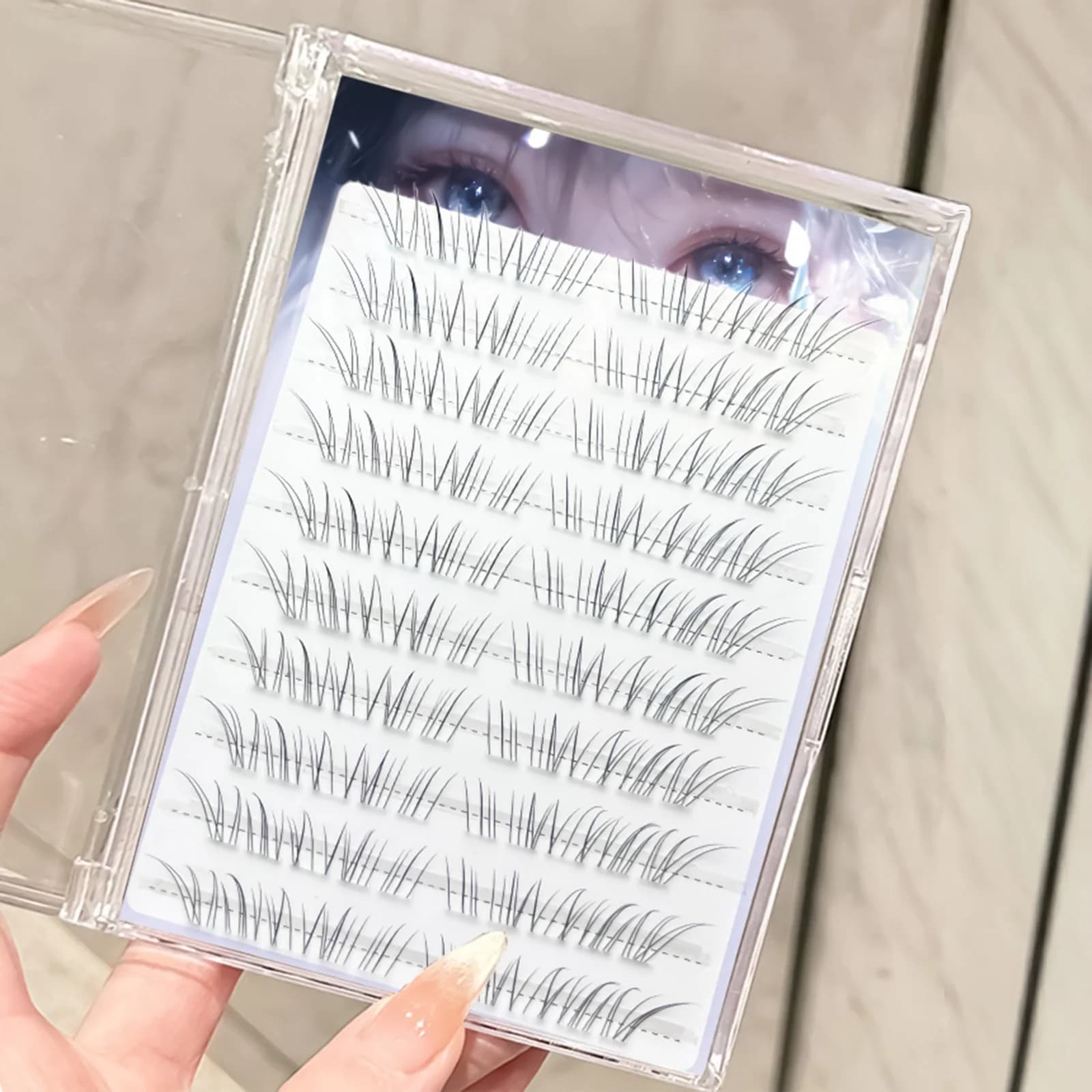 Extension natural eyelashes to single cuffs, volume effect, fox style, for daily makeup, light and soft, for woman